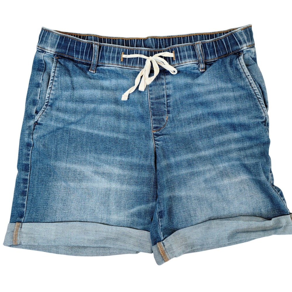 J. Jill Womens S Denim Drawstring Shorts Blue Cotton Blend Coastal Gorpcore